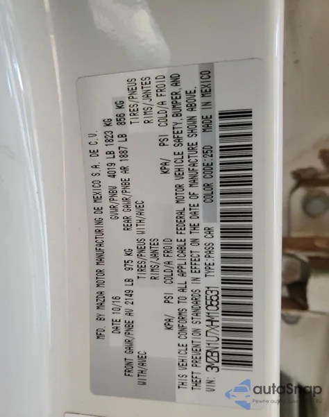 2017 Mazda 3 Sport from USA, damaged, VIN 3MZBN1U7XHM105531